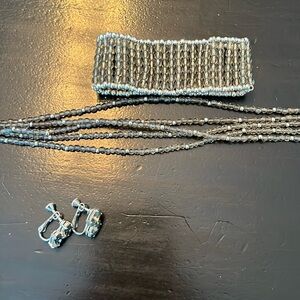 Napier necklace, bracelet and matching earrings grey and silver.